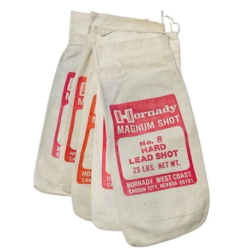HORNADY MAGNUM SHOT 25 Lb. LEAD #8 SHOT Canvas Ammo Bag Advertisement Empty